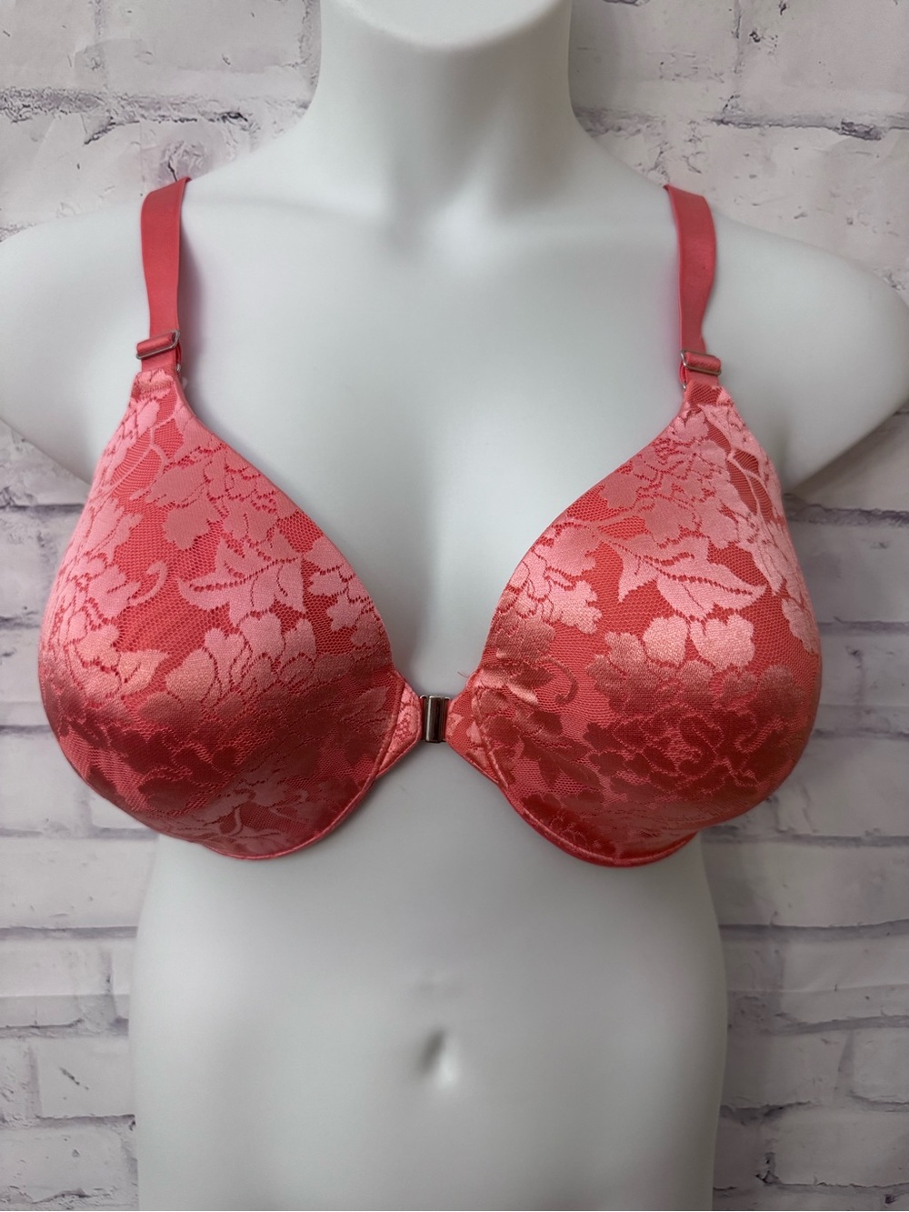 Soma Bra 38G  Vanishing Back Full Coverage Front Close Lace Orange Underwire